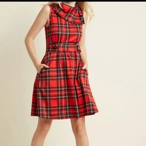 Modcloth Yellow Star Tartan Red Plaid Dress S 4x